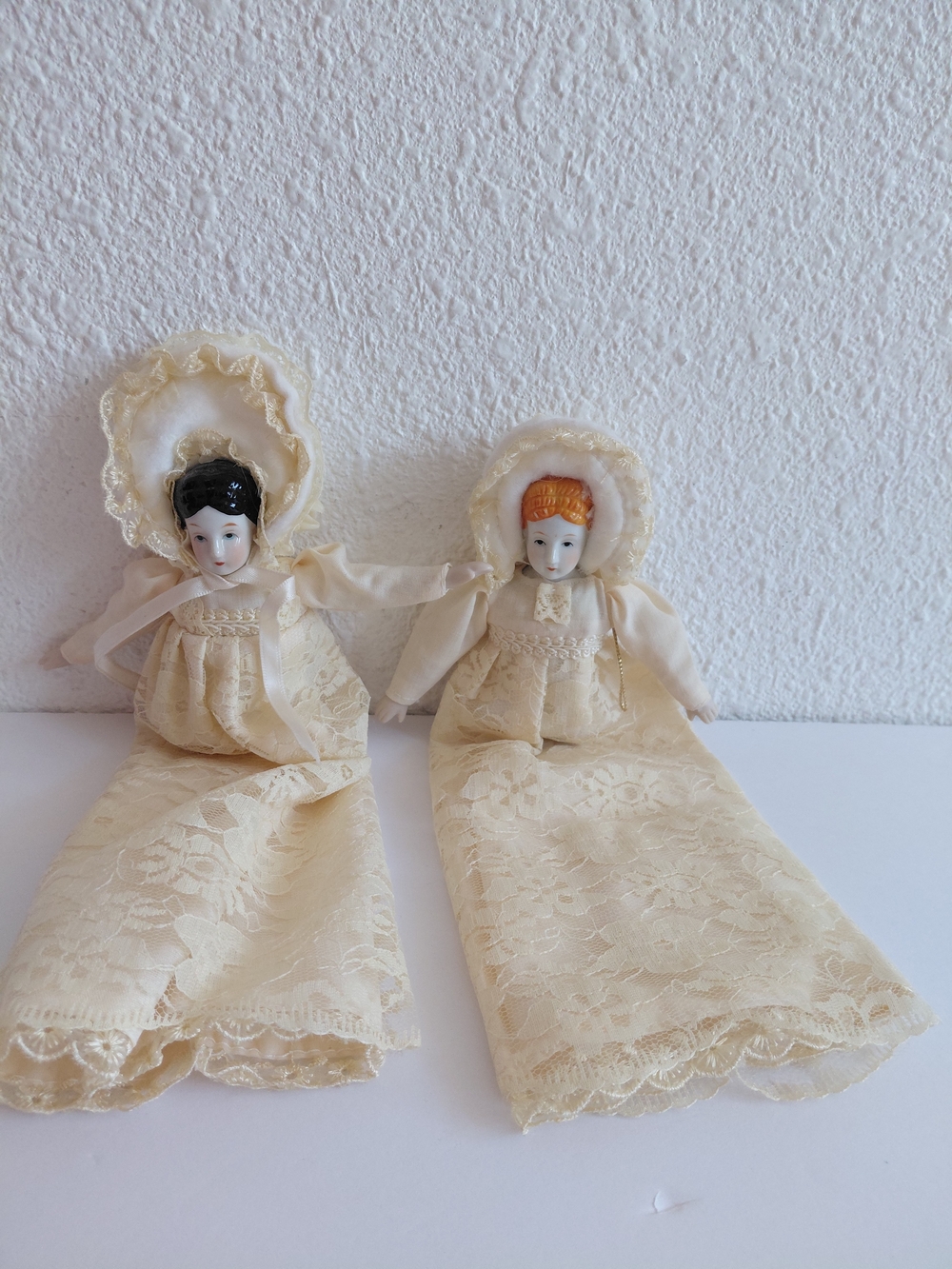 2 Vintage Porcelain Head Halfbody Dolls  Victorian Happyland #82